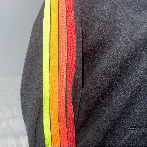 Aviator Nation Gray Stripped Zip Up Hoodie - Picture 4 of 6